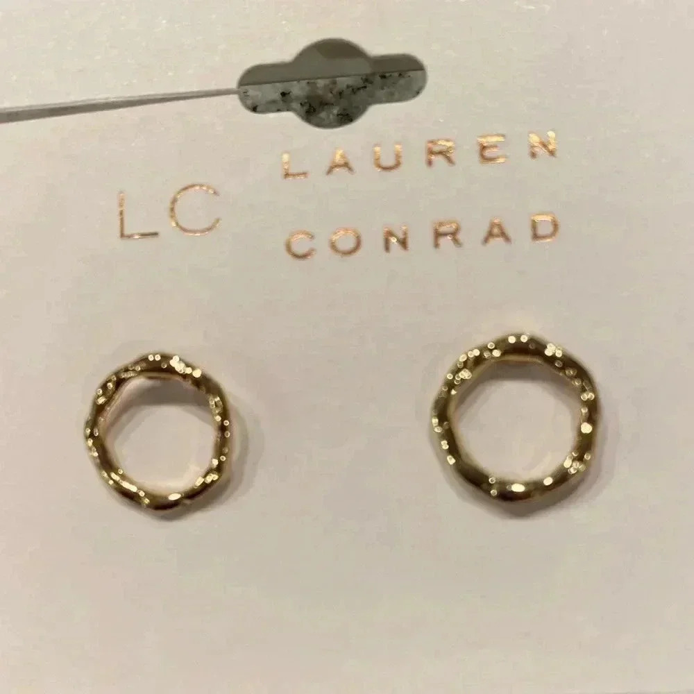 Circle gold tone stud earrings by Lauren Conrad